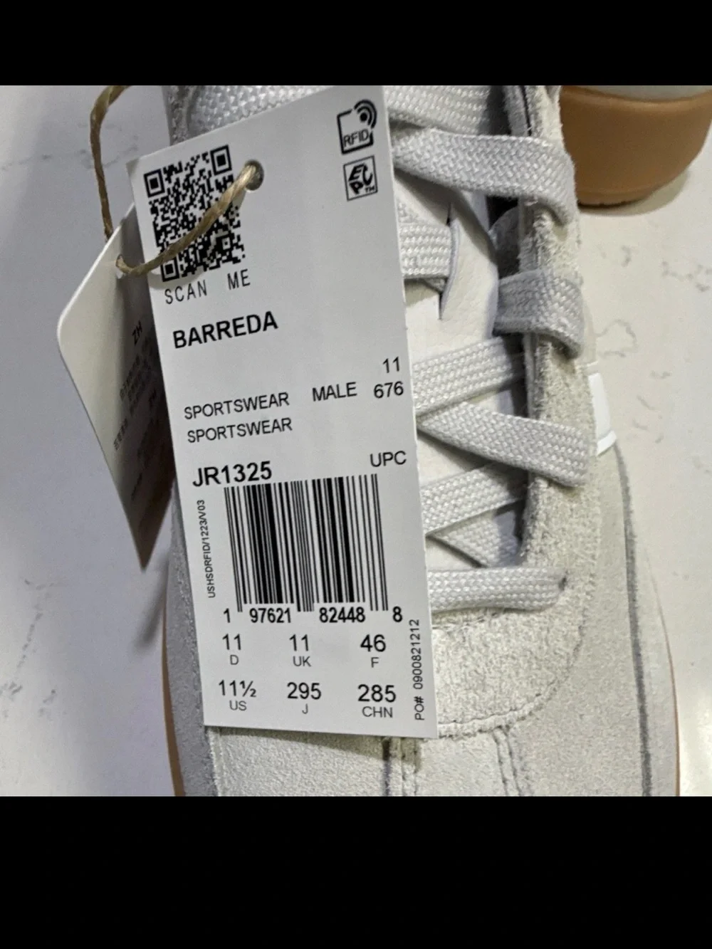 Adidas Barreda Low Grey White Gum US Men 11.5 Women 12.5 JR1325